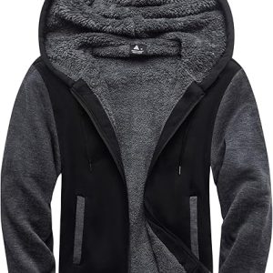 SCODI Hoodies for Men Heavyweight Fleece Sweatshirt - Full Zip Up Thick Sherpa Lined Hooded Jacket